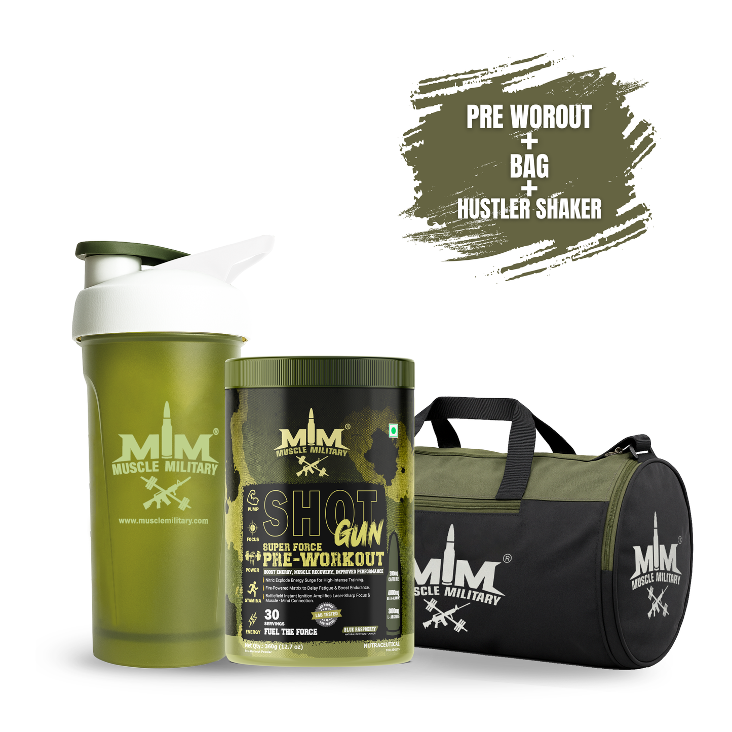 Shot Gun Pre-workout + Gym Bag + Hustler Shaker 700ml