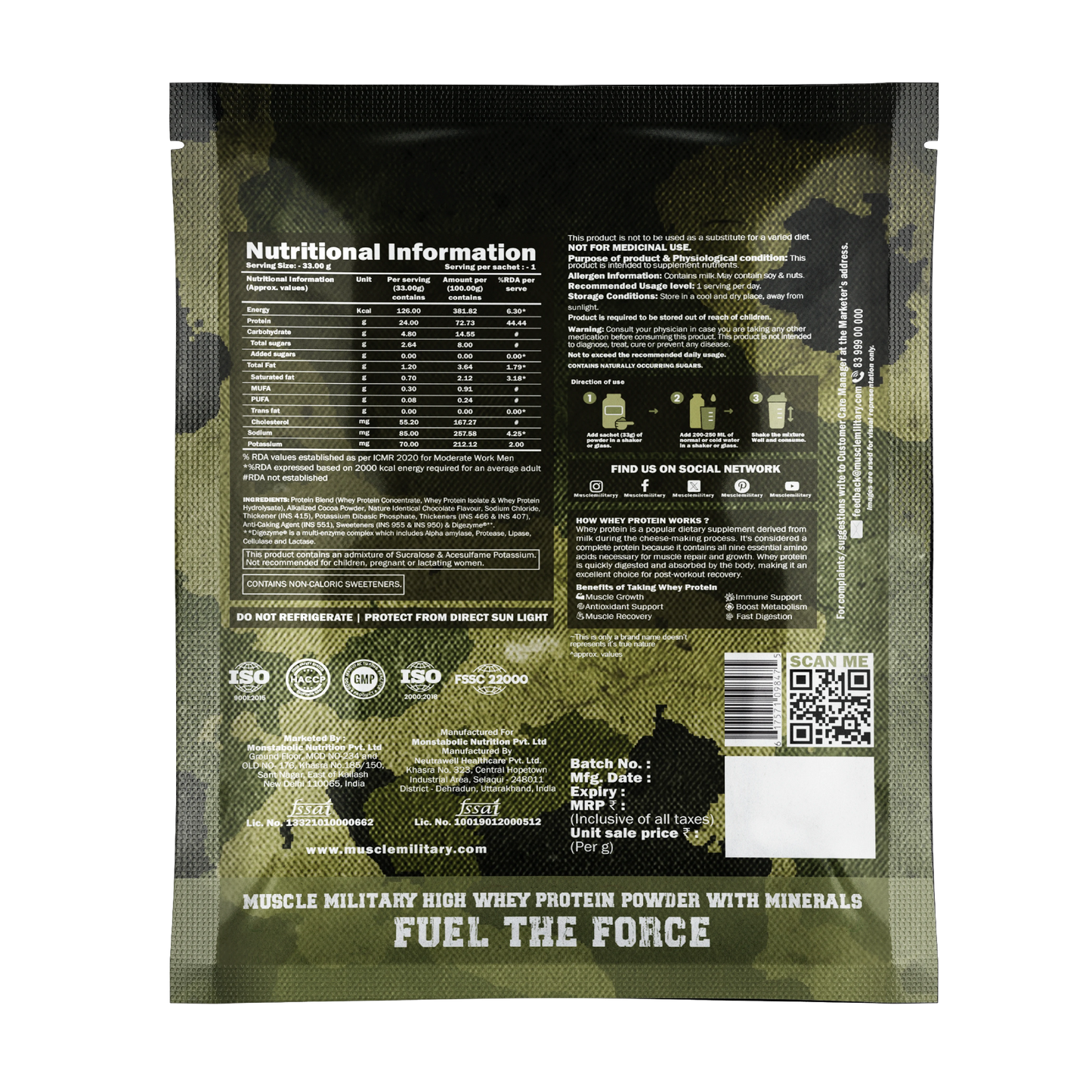 Dynamite 100% Whey Protein Blend Single Serve | Travel Pack | 24g Protein, 5.5g Bcaa, 4g Glutamine & DigeZyme®