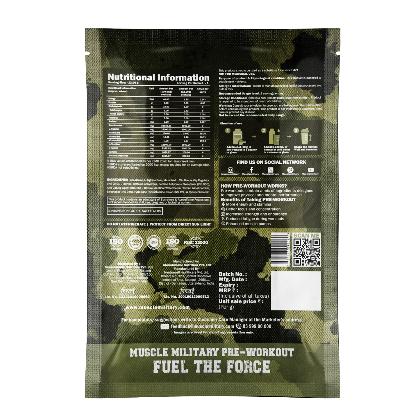 Shot Gun Pre-Workout | Single Serve | Travel Pack | 12g/Serve