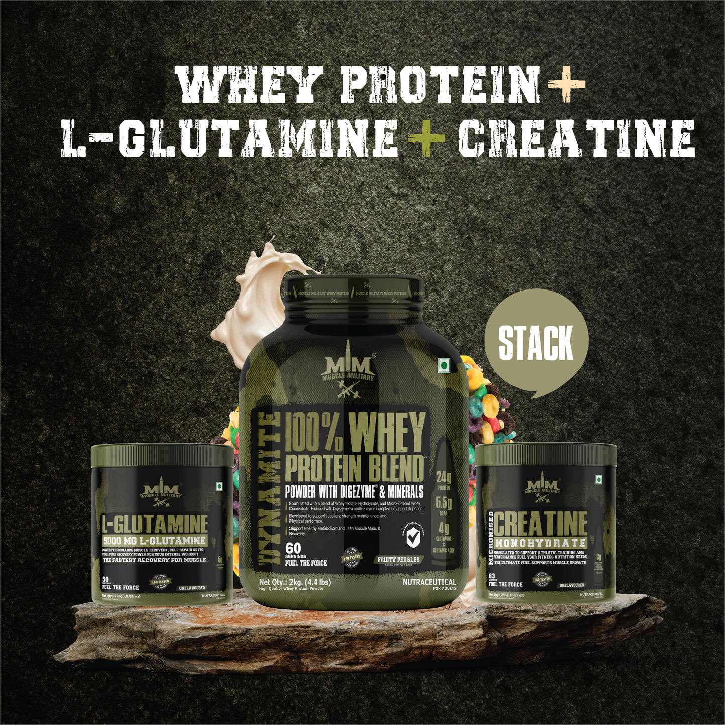 Whey Protein + Glutamine + Creatine