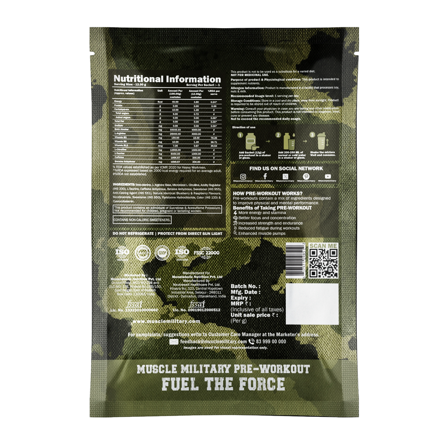 Shot Gun Pre-Workout  Single Serve / Travel Pack