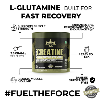 Micronised Creatine Monohydrate + Creatine HCl | Dual Creatine Formula | 3.6g/Serve | 30 Servings