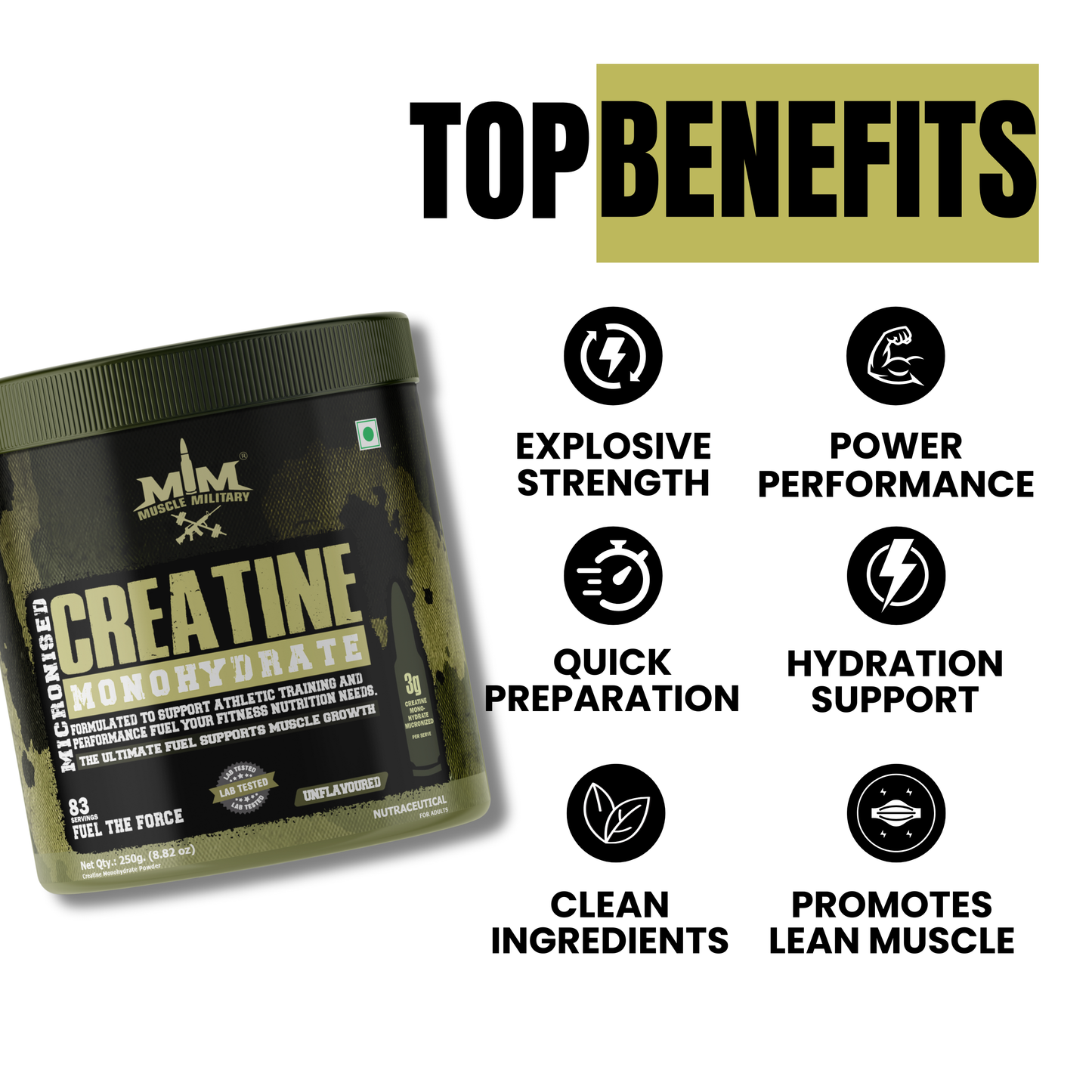 Micronised Creatine Monohydrate | 100% Pure Creatine | Unflavoured | 3g/Serve