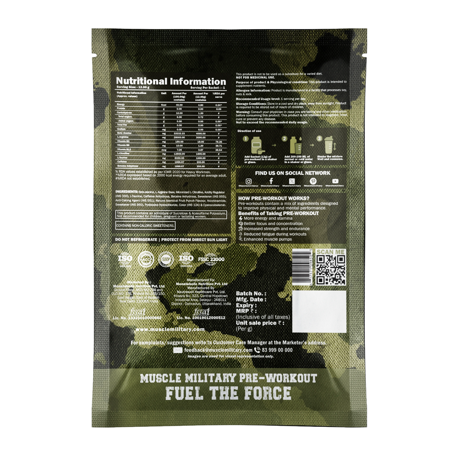 Shot Gun Pre-Workout  Single Serve / Travel Pack