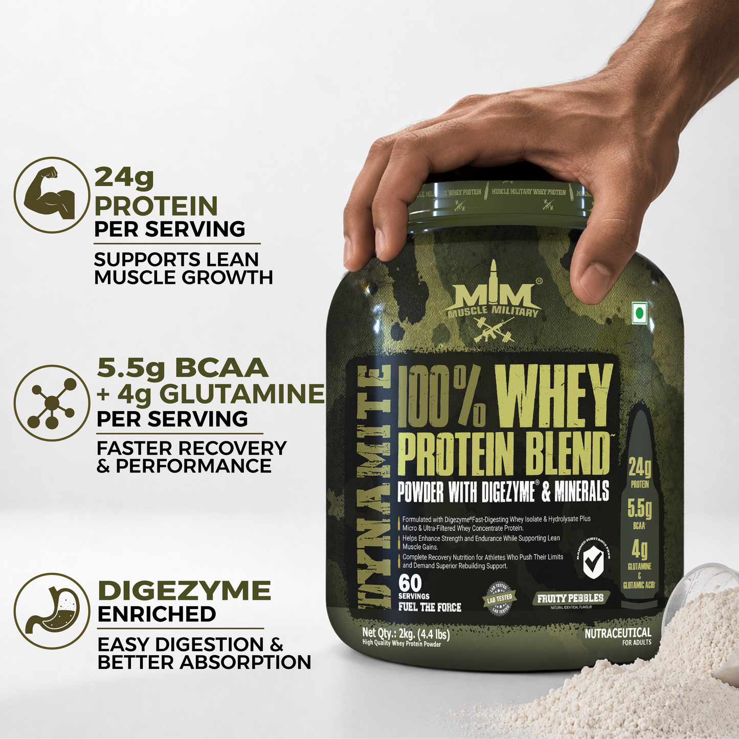 Dynamite 100% Whey Protein | Bcaa + Glutamine
