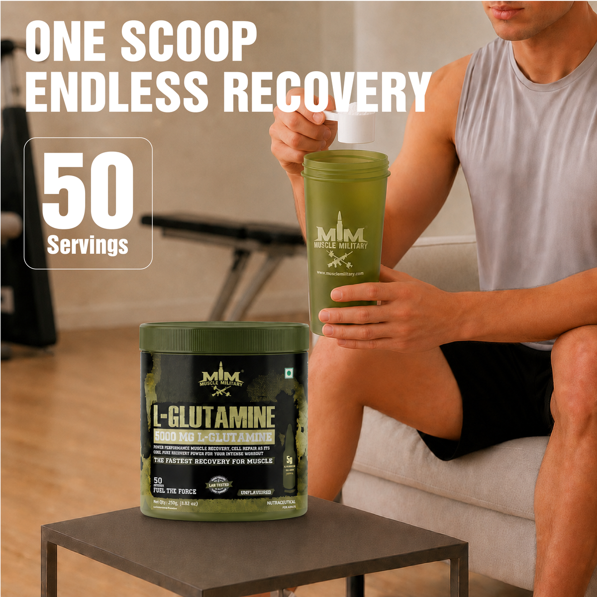 L-Glutamine 5000 mg | 100% Pure, No Additives, No Preservatives | 5g/Serve | 50 Servings