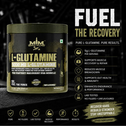 L-Glutamine 5000 mg | 100% Pure, No Additives, No Preservatives | 5g/Serve | 50 Servings