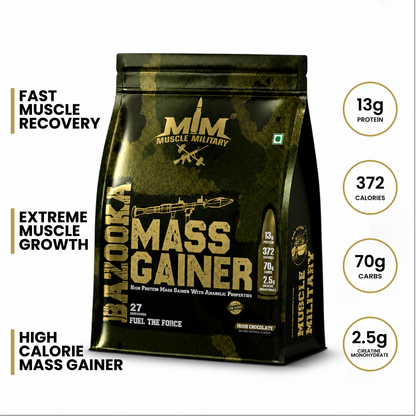 Bazooka Mass Gainer | High-Calorie Weight Gainer with Protein, Creatine & DigeZyme® | Muscle & Size Formula