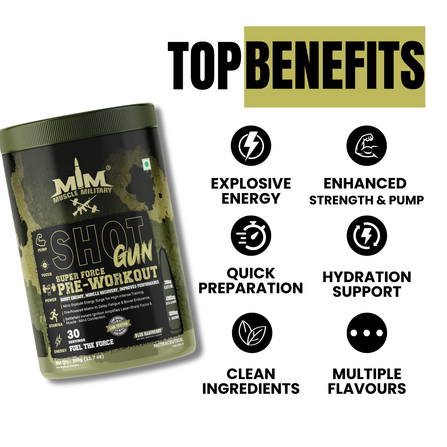 Shot Gun Pre-Workout (Super Force) | 12g/Serve | 30 Servings