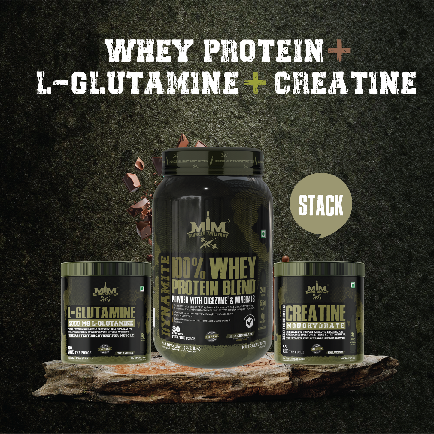 Whey Protein + Glutamine + Creatine
