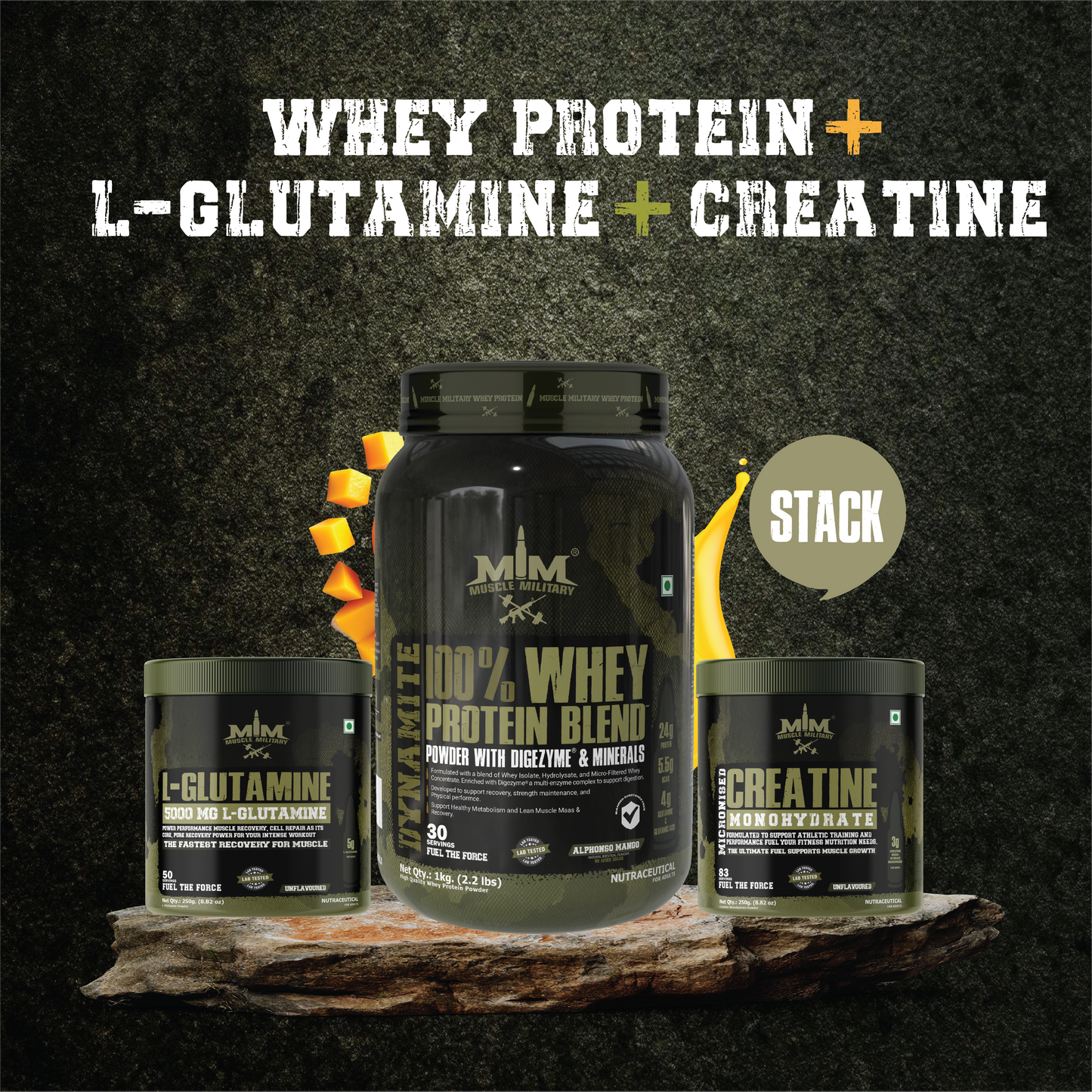 Whey Protein + Glutamine + Creatine