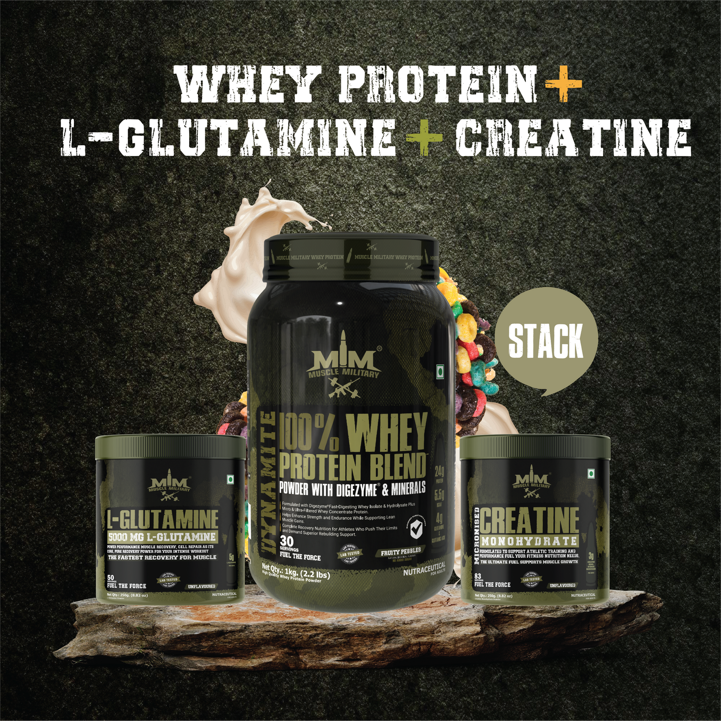 Whey Protein + Glutamine + Creatine