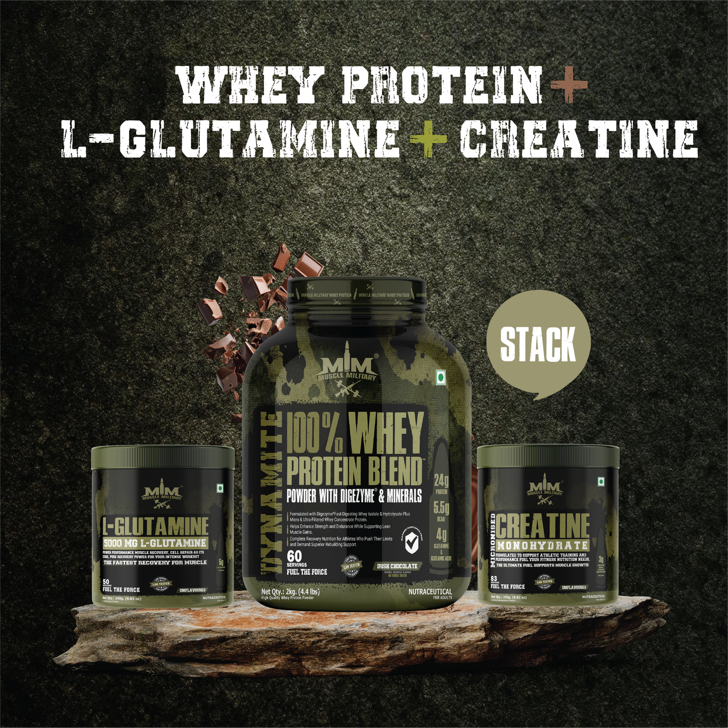 Whey Protein + Glutamine + Creatine