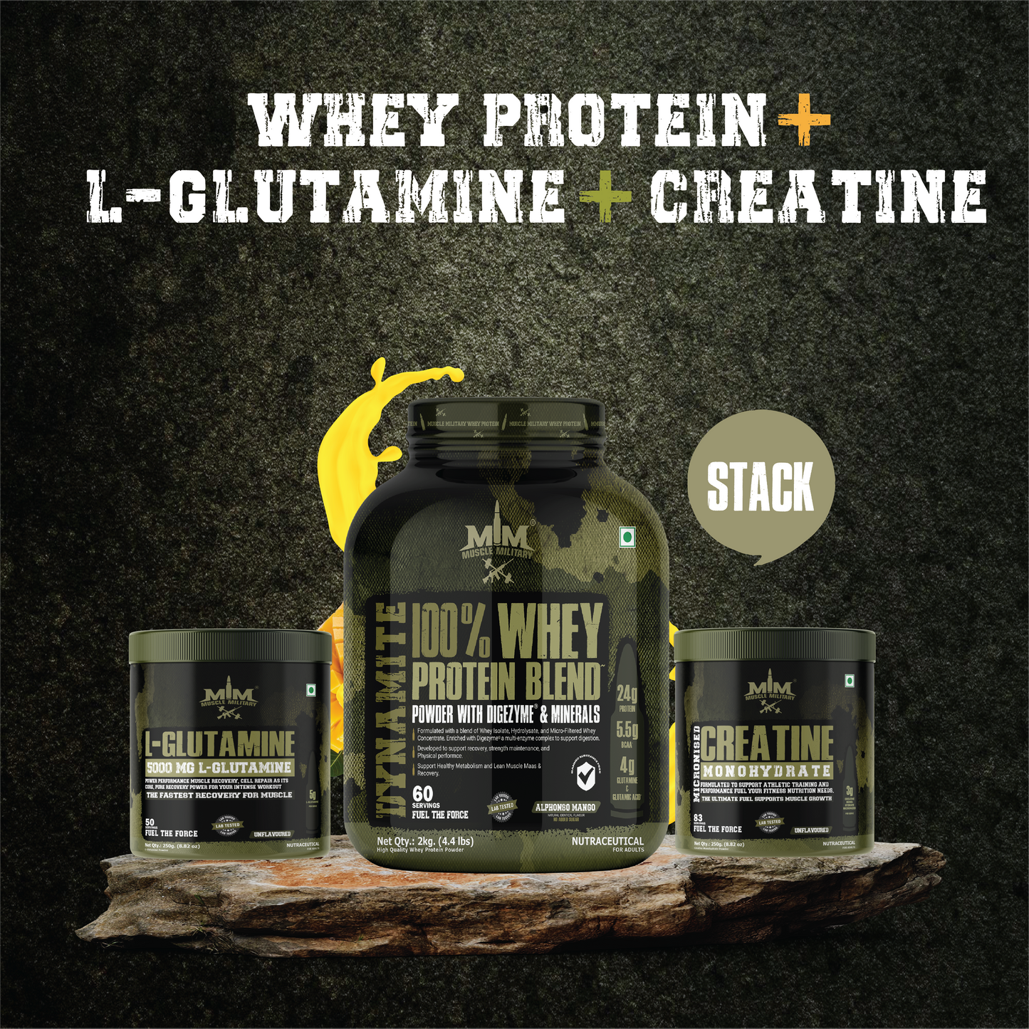 Whey Protein + Glutamine + Creatine