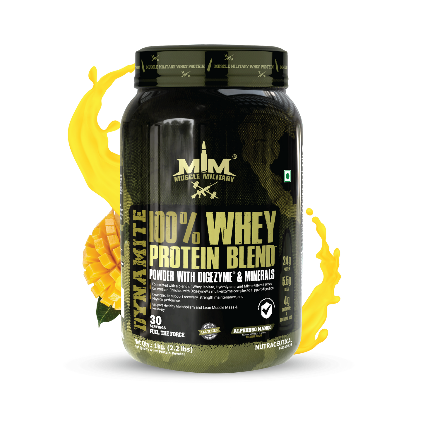 Dynamite 100% Whey Protein Blend | 24g Protein, 5.5g Bcaa, 4g Glutamine | 33g/Serve