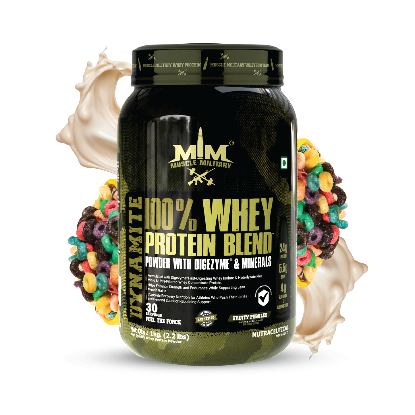 Dynamite 100% Whey Protein Blend | 24g Protein, 5.5g Bcaa, 4g Glutamine | 33g/Serve