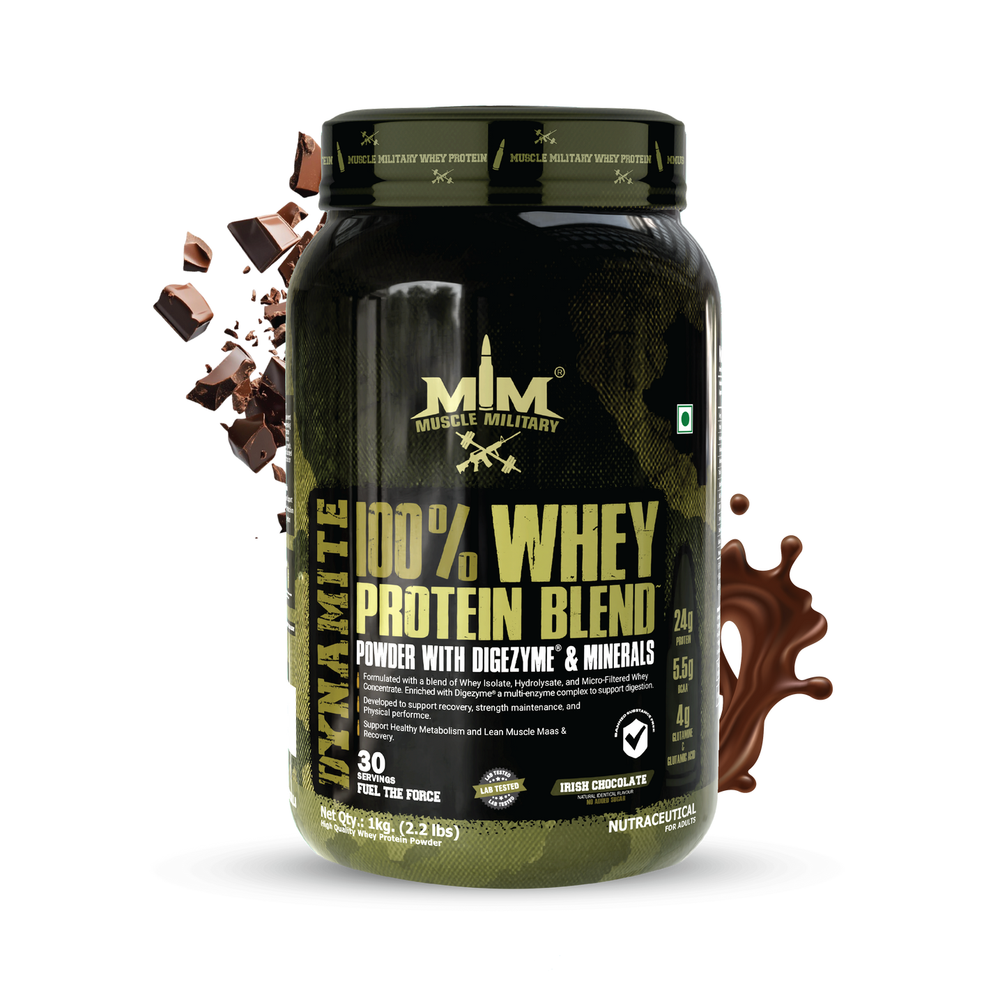 Dynamite 100% Whey Protein Blend | 24g Protein, 5.5g Bcaa, 4g Glutamine | 33g/Serve