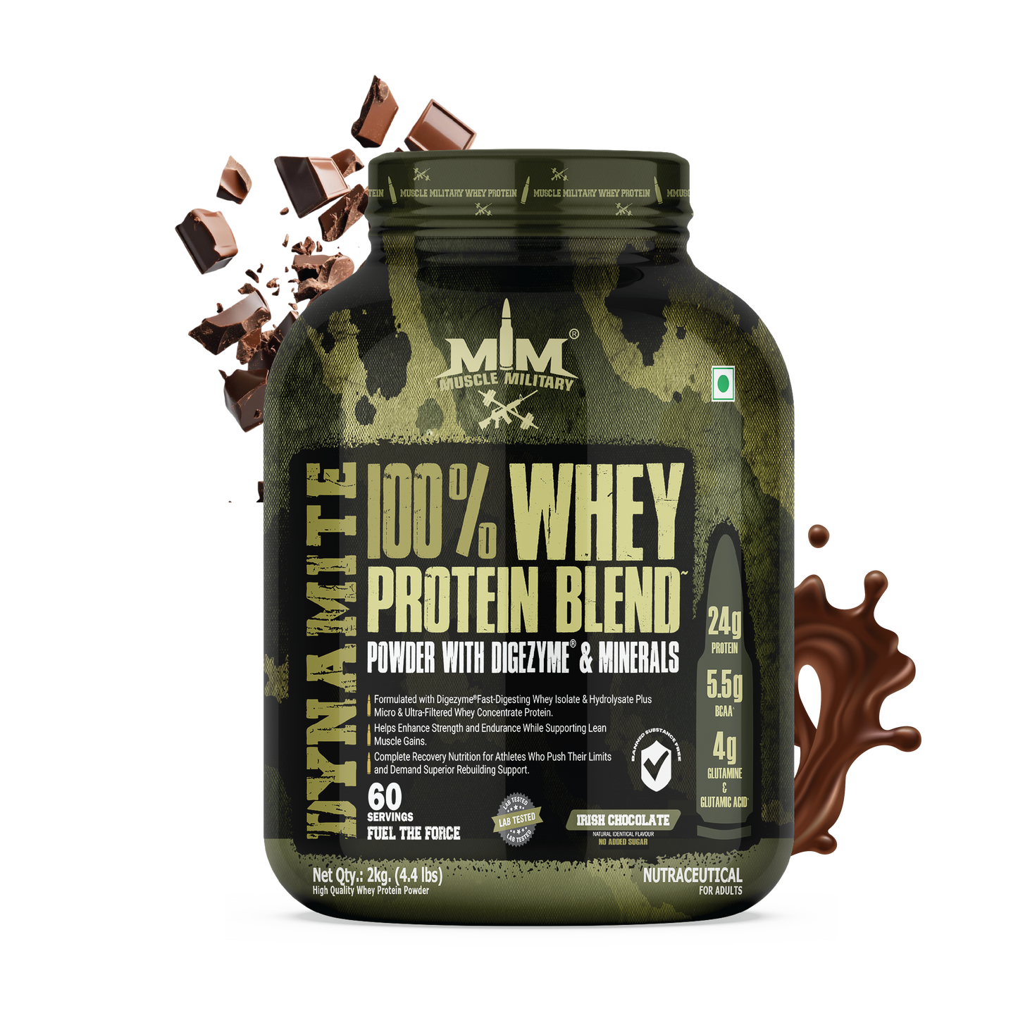 Dynamite 100% Whey Protein Blend | 24g Protein, 5.5g Bcaa, 4g Glutamine | 33g/Serve