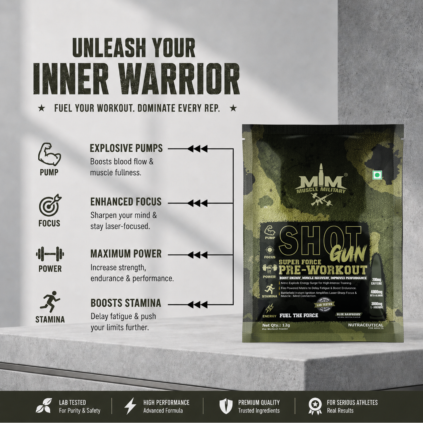 Shot Gun Pre-Workout | Single Serve | Travel Pack | 12g/Serve