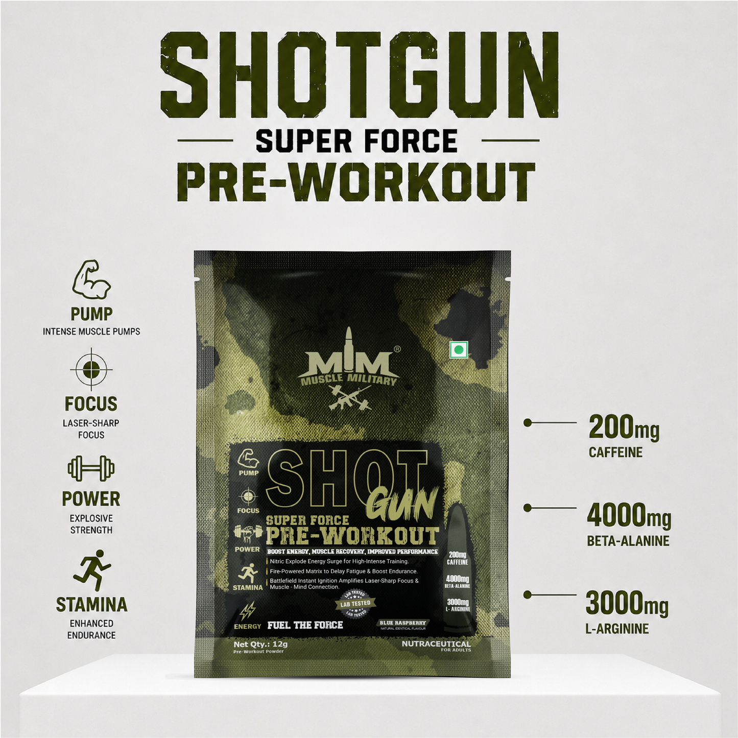 Shot Gun Pre-Workout | Single Serve | Travel Pack | 12g/Serve
