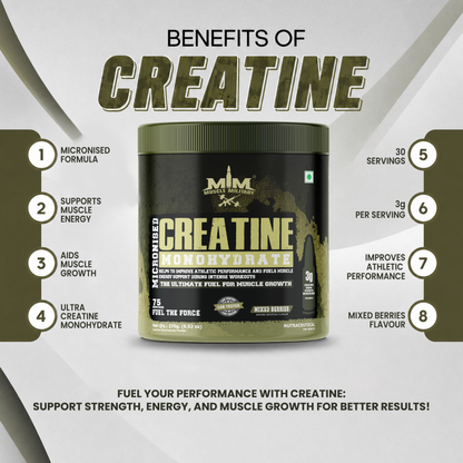 Micronised Creatine Monohydrate Flavoured | 100% Pure Creatine | 3.6g/Serve | 75 Servings