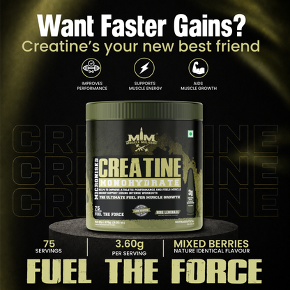 Micronised Creatine Monohydrate Flavoured | 100% Pure Creatine | 3.6g/Serve | 75 Servings