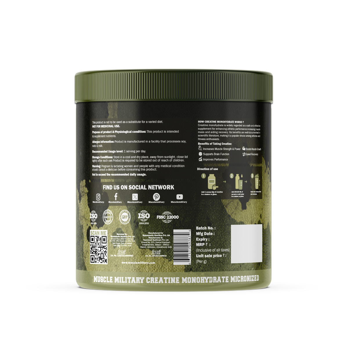 Micronised Creatine Monohydrate | 100% Pure Creatine | Unflavoured | 3g/Serve