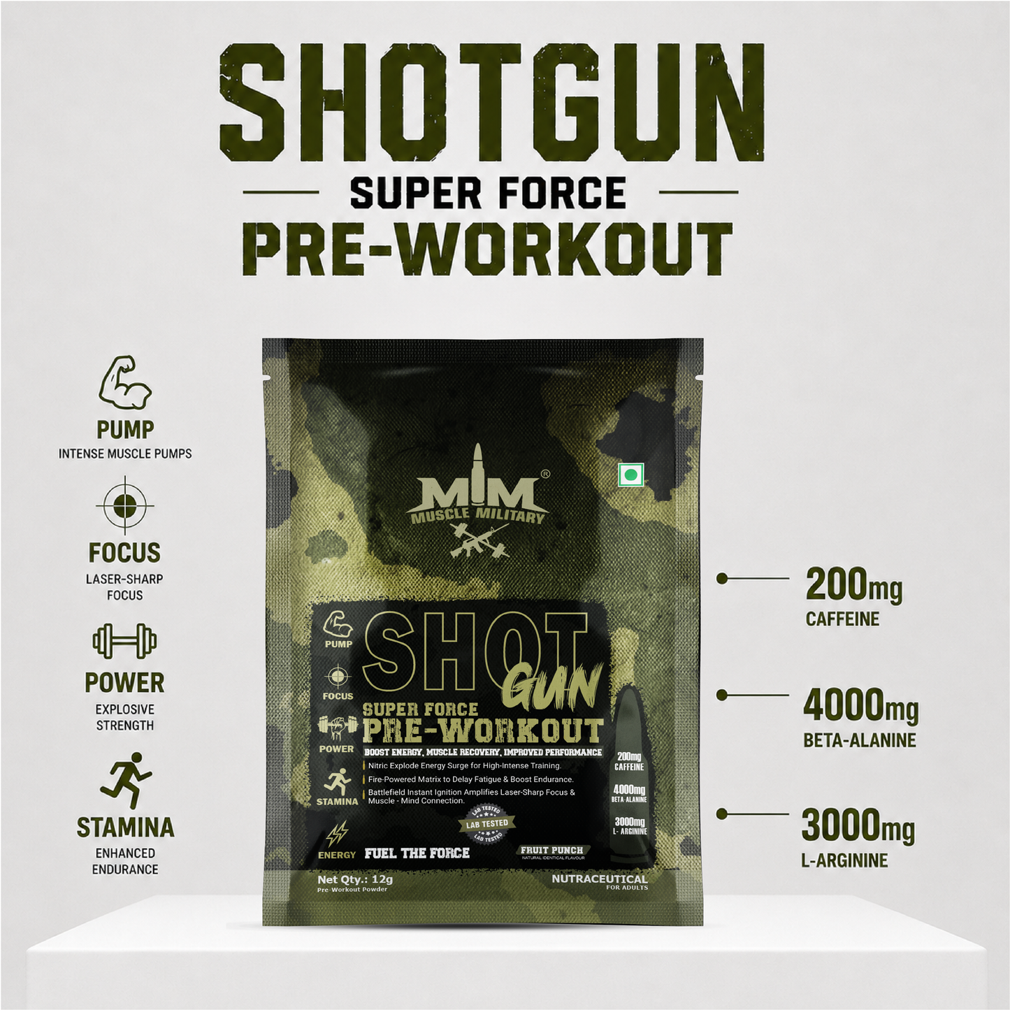 Shot Gun Pre-Workout | Single Serve | Travel Pack | 12g/Serve