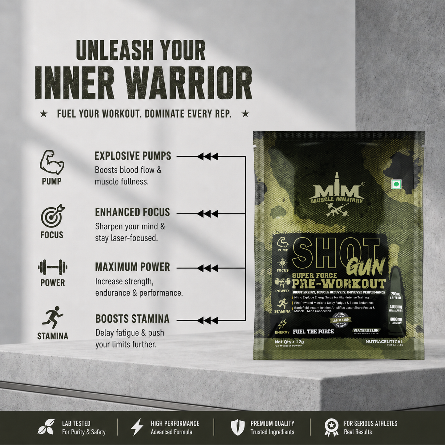 Shot Gun Pre-Workout | Single Serve | Travel Pack | 12g/Serve