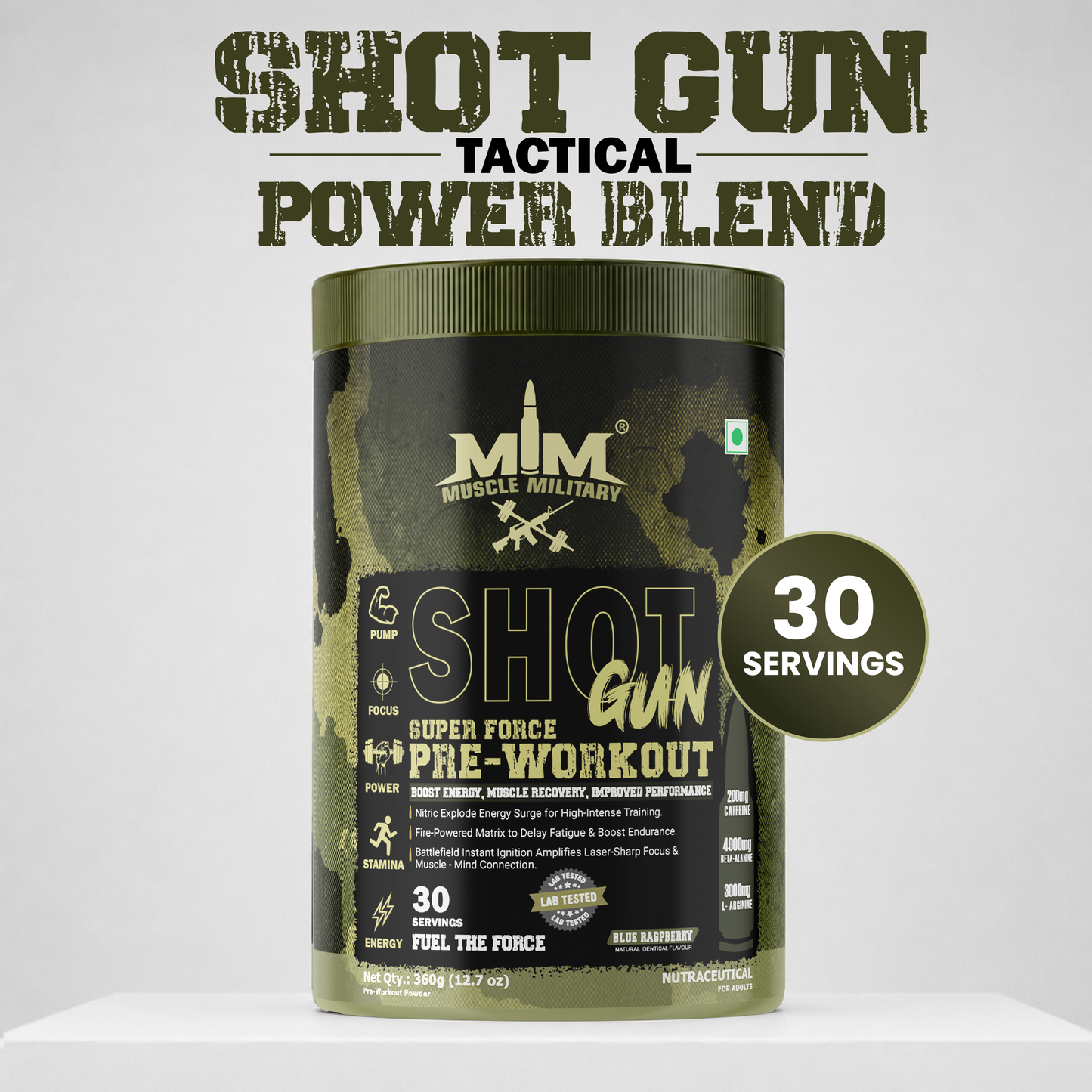 Shot Gun Pre-Workout (Super Force) | 12g/Serve | 30 Servings