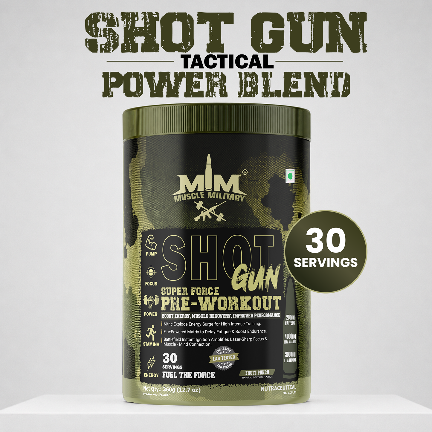 Shot Gun Pre-Workout (Super Force) | 12g/Serve | 30 Servings