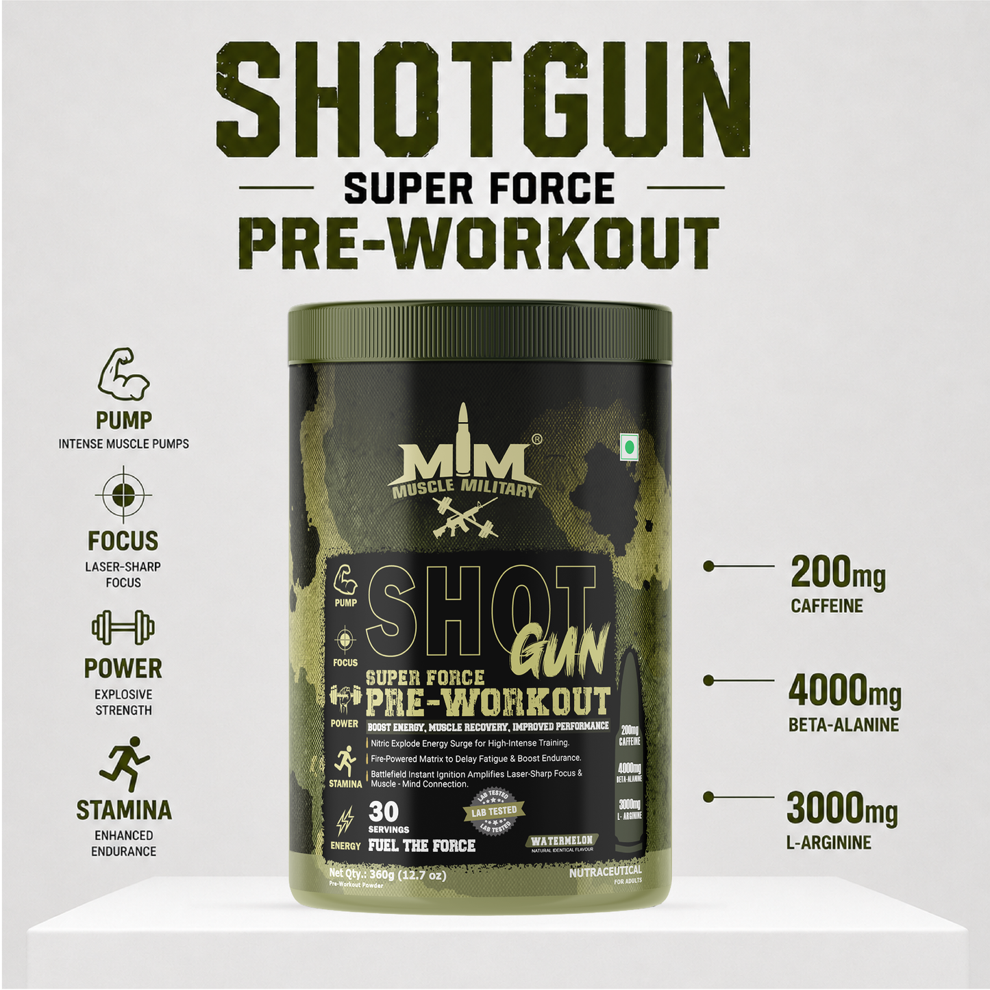 Shot Gun Pre-Workout (Super Force) | 12g/Serve | 30 Servings