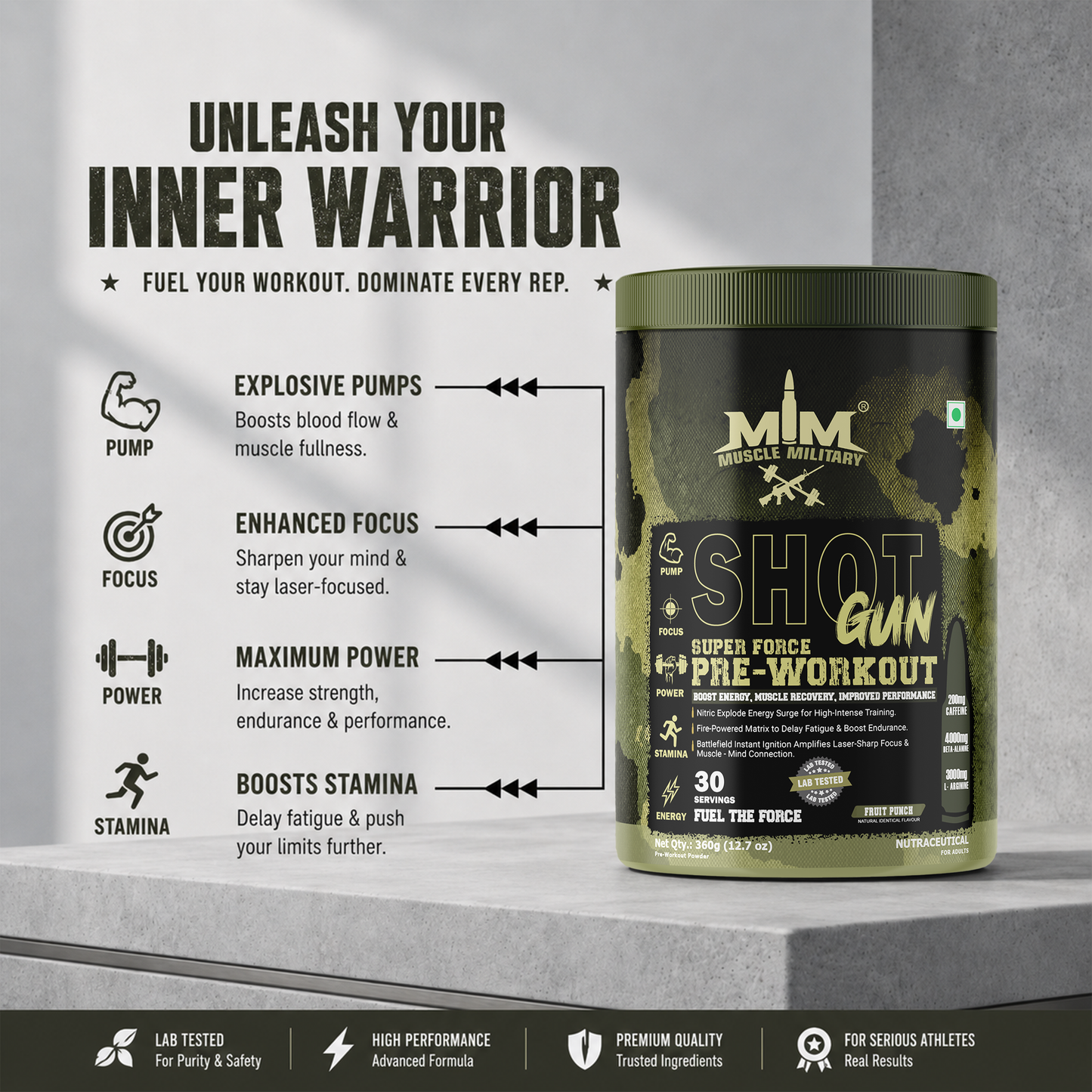 Shot Gun Pre-Workout (Super Force) | 12g/Serve | 30 Servings