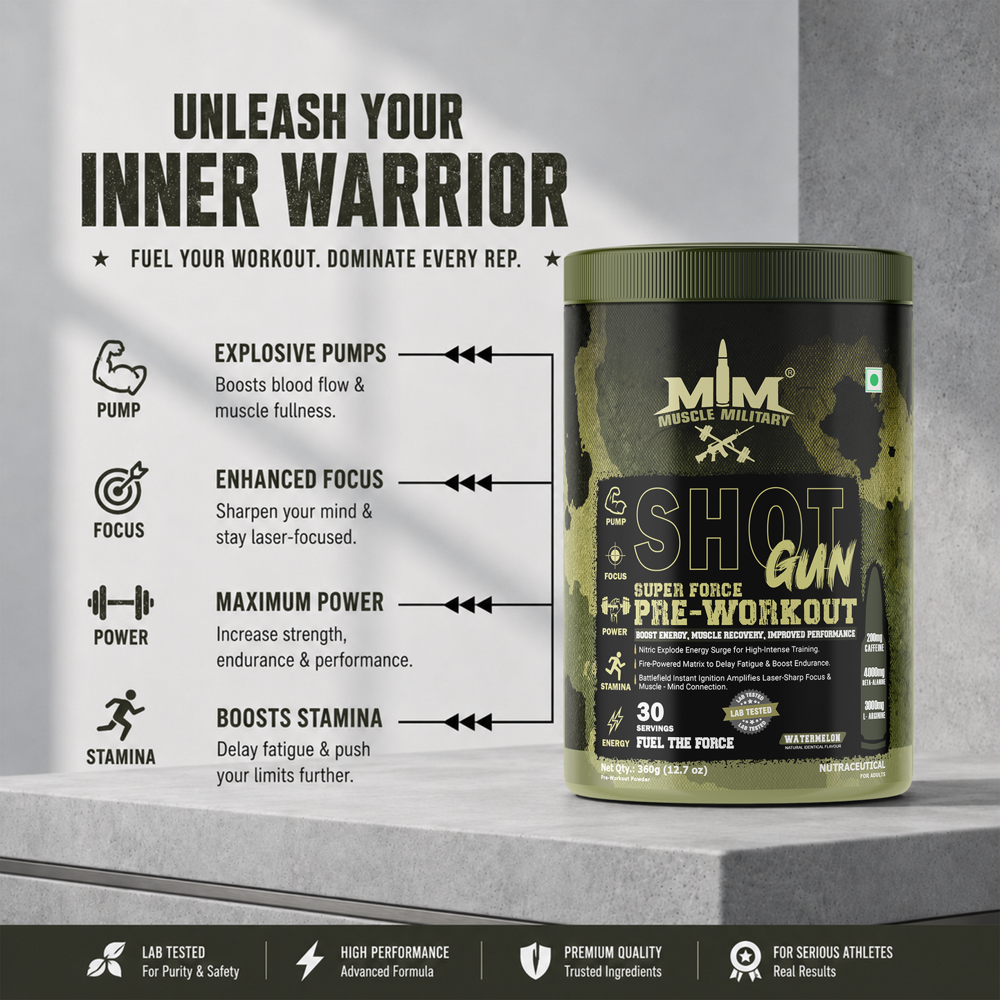 Shot Gun Pre-Workout (Super Force) | 12g/Serve | 30 Servings