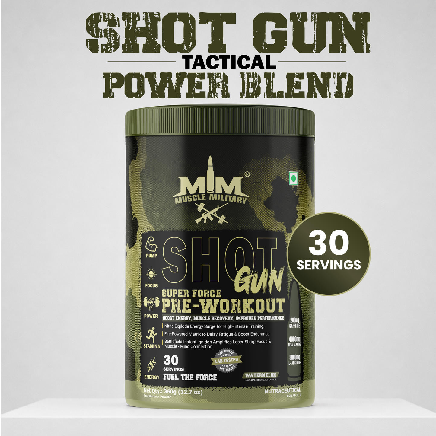 Shot Gun Pre-Workout (Super Force) | 12g/Serve | 30 Servings